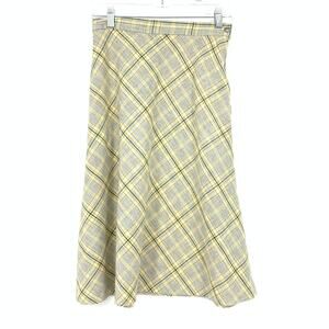 Vintage A-Line Skirt Womens Apx Size 26" US 2 Gray Yellow Green Plaid Side Zip